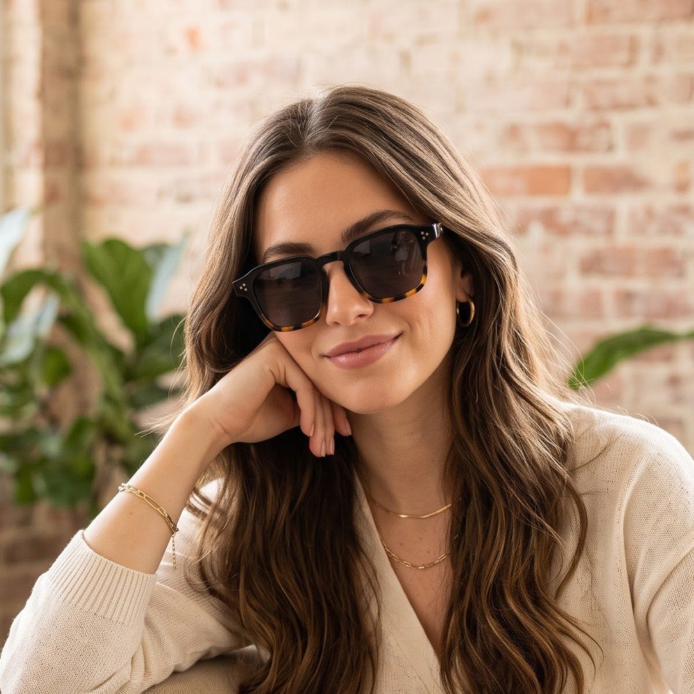 Model wearing Ember sunglasses