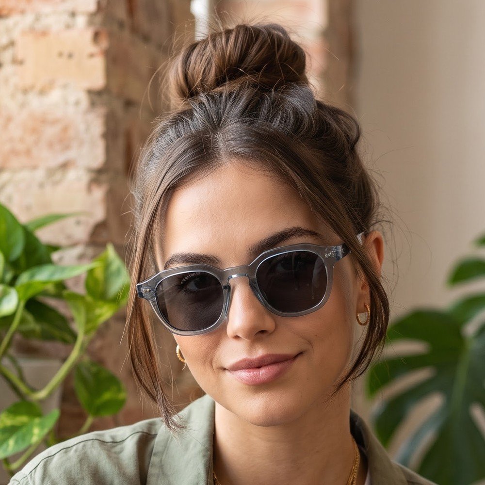 Model wearing Haven Steel sunglasses
