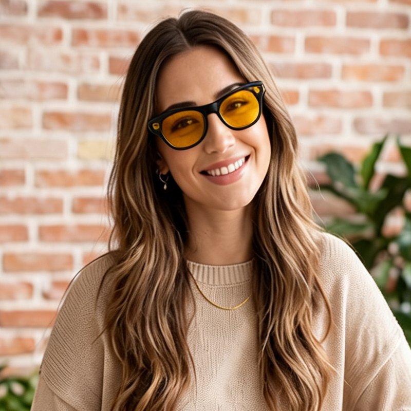 Model wearing Saffron sunglasses