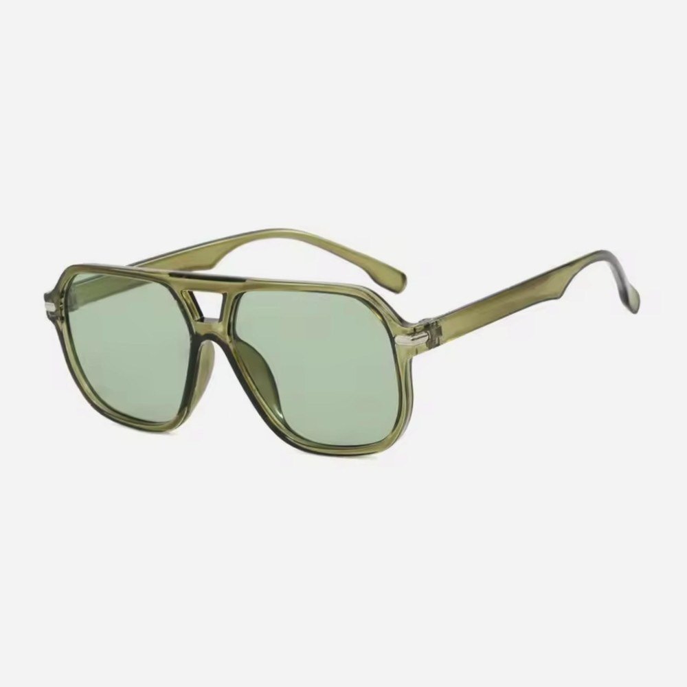 Capri Moss oversized sunglasses with green lenses