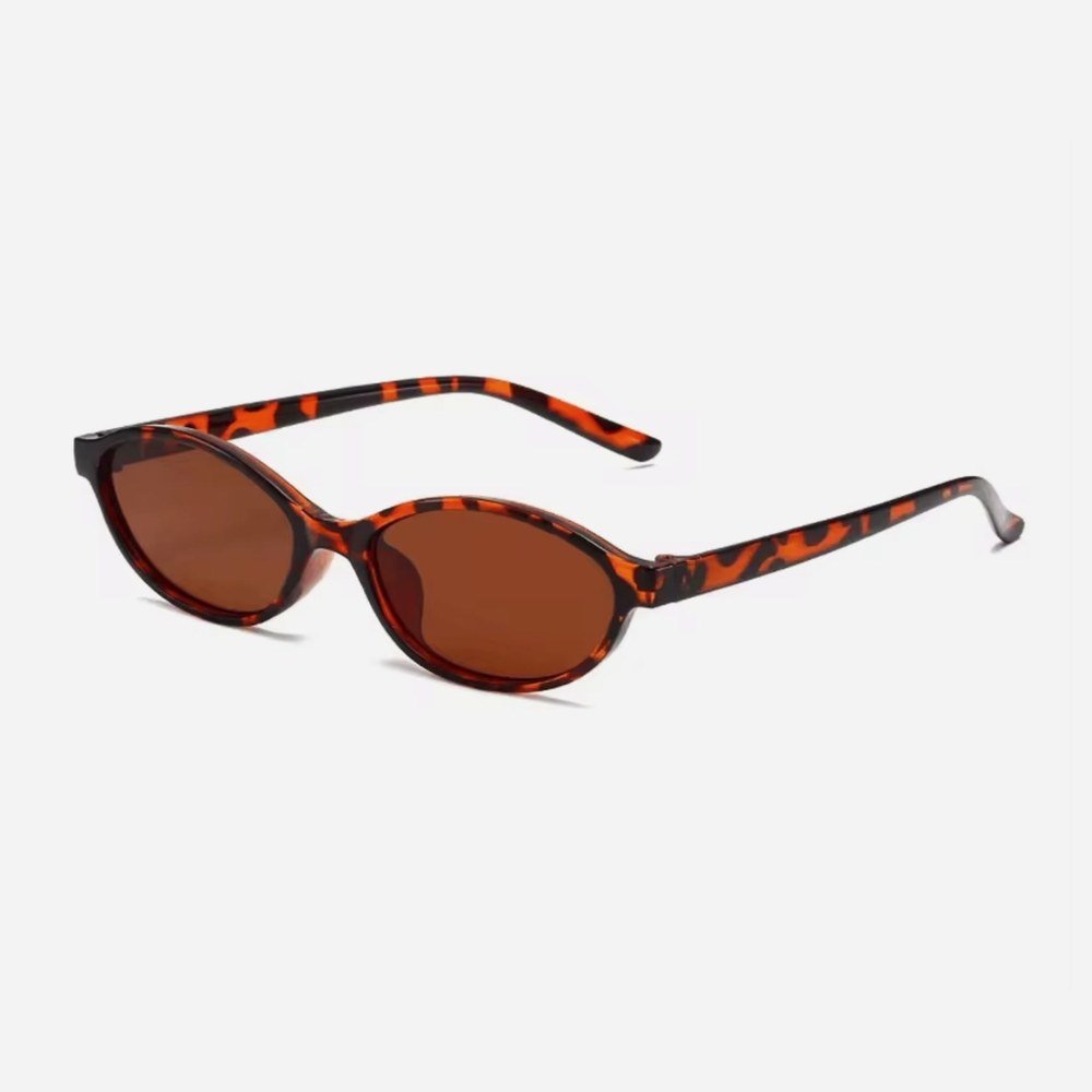 Lune Tortoise slim oval sunglasses with brown lenses